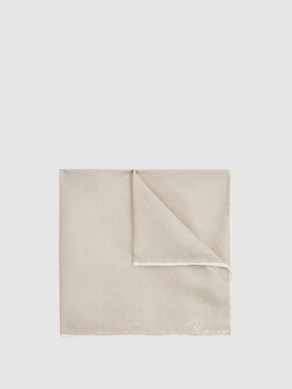 Polka Dot Silk Pocket Square in Stone | Reiss Men Popular