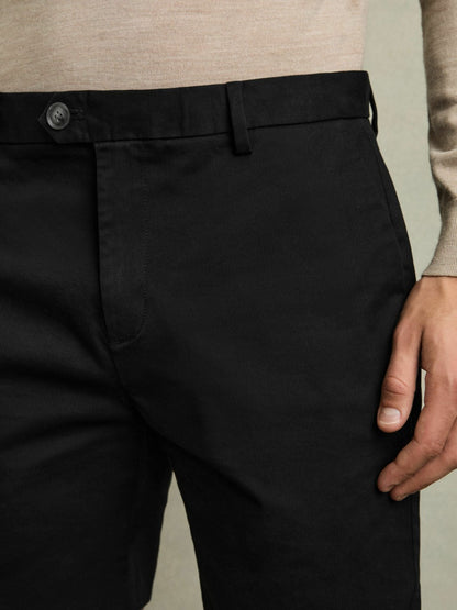 Short Length Casual Chino Shorts in Black | Reiss Men Featured