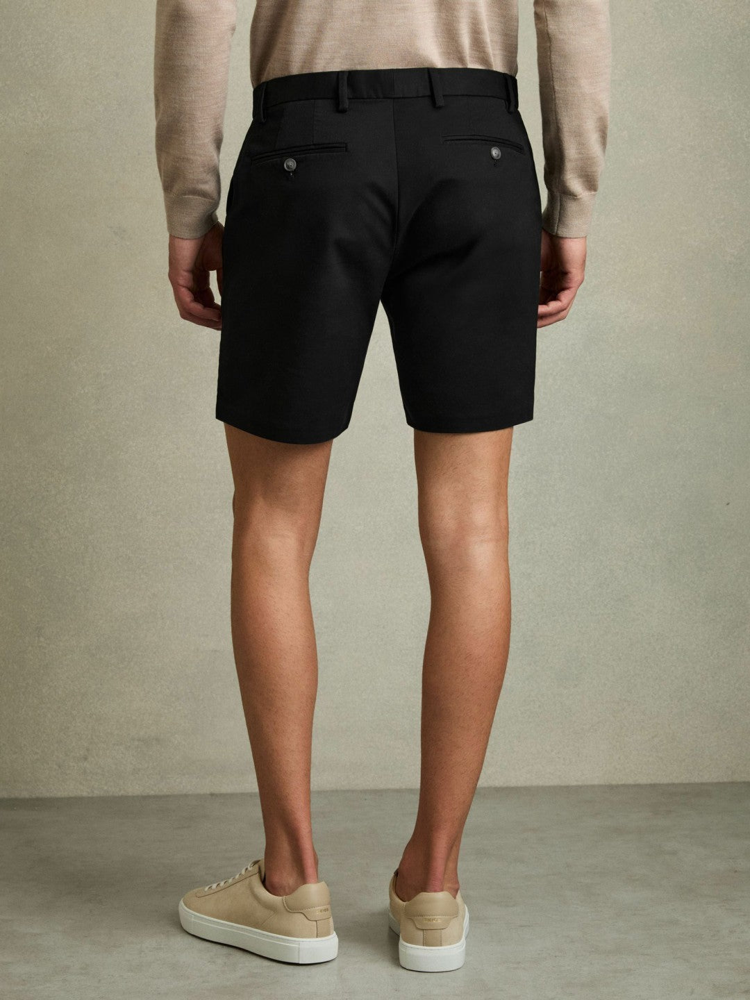 Short Length Casual Chino Shorts in Black | Reiss Men Featured