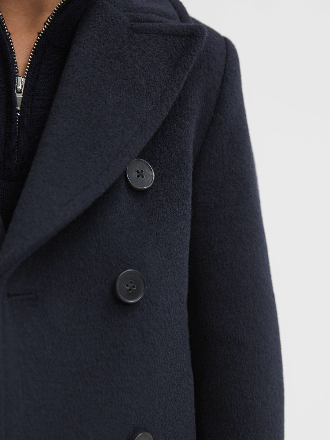 9-13 yrs Wool Blend Twill Double Breasted Coat in Navy | Reiss Children & Baby Featured