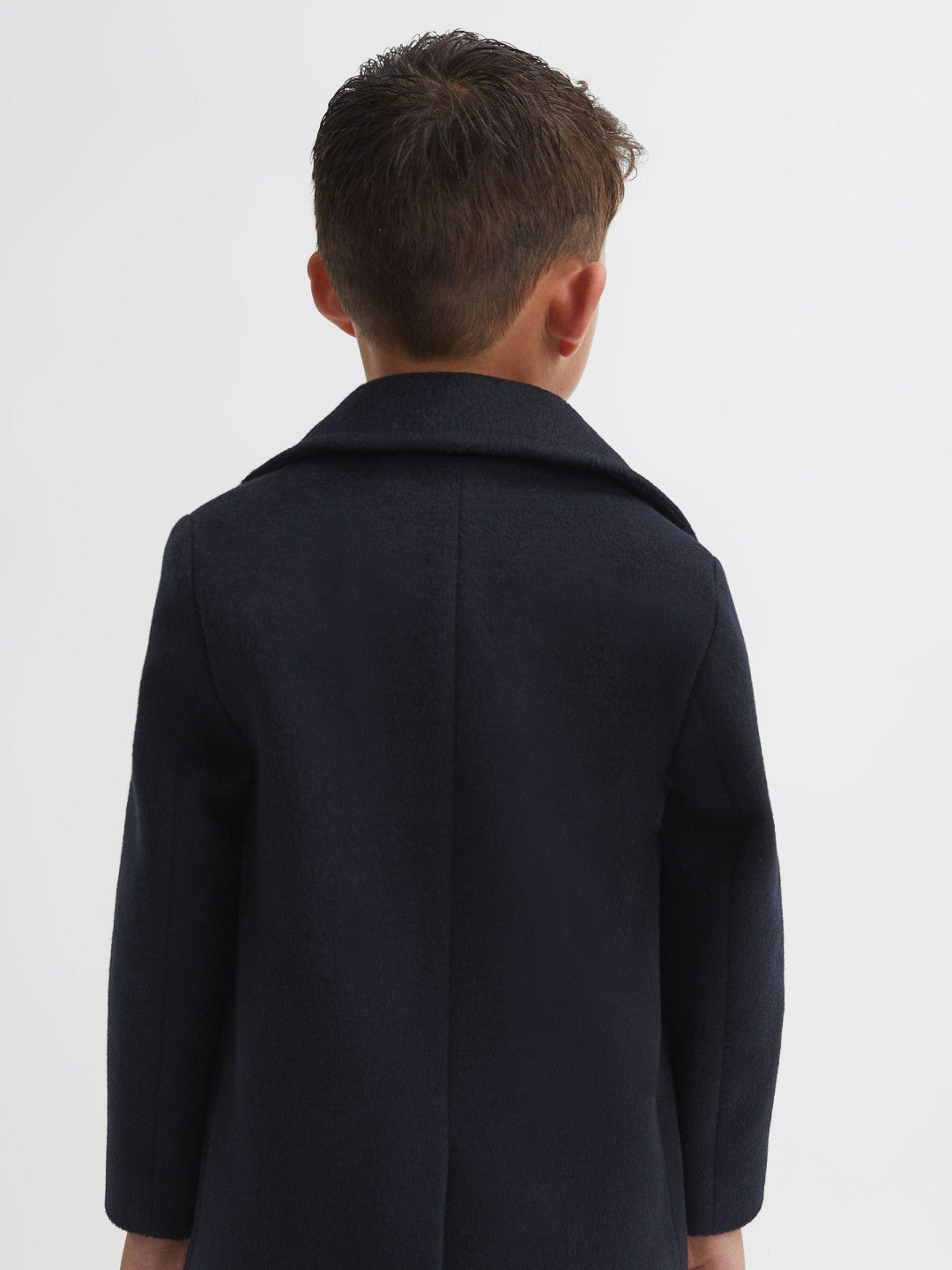 9-13 yrs Wool Blend Twill Double Breasted Coat in Navy | Reiss Children & Baby Featured