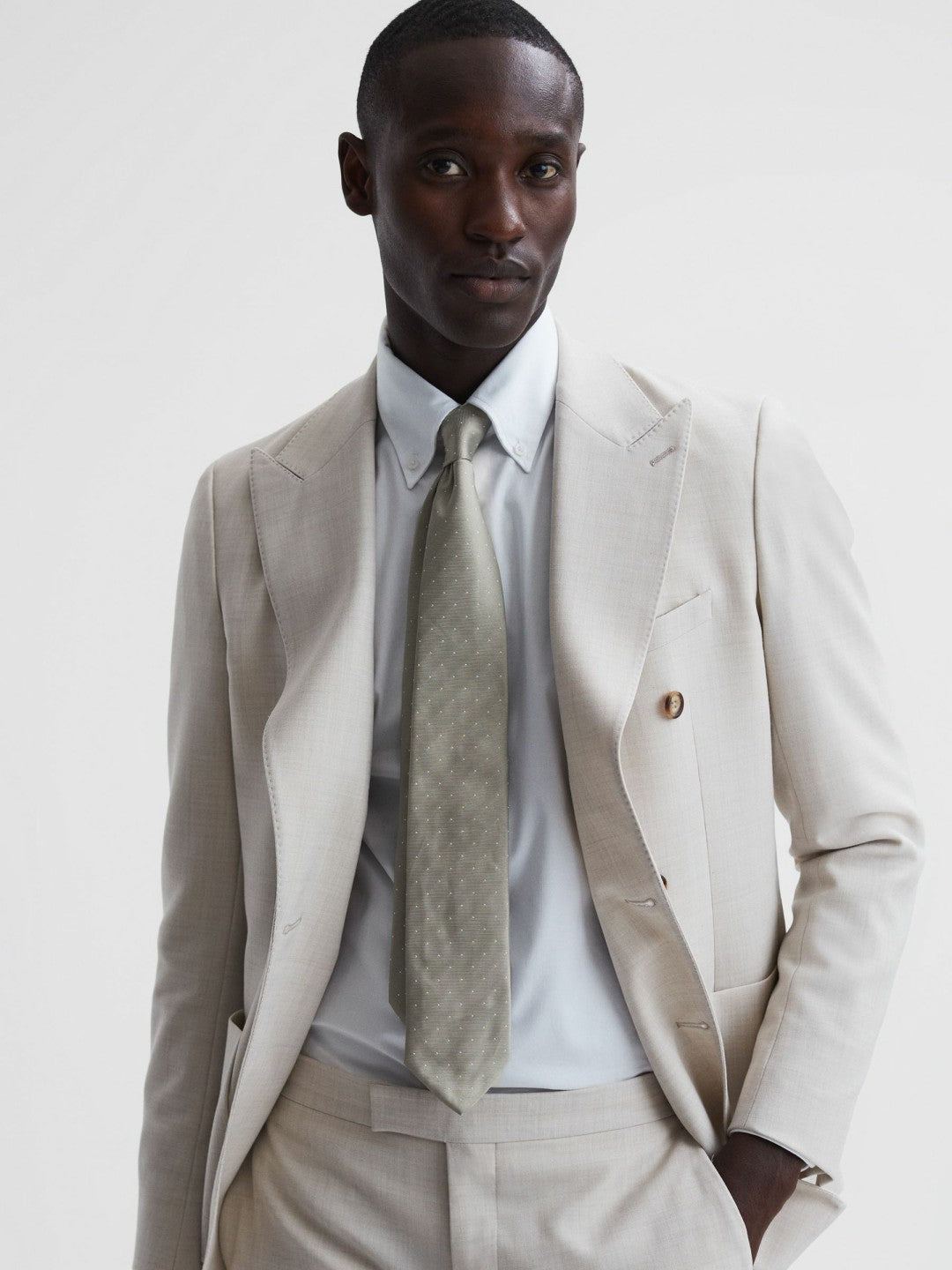 Polka Dot Silk Tie in Champagne | Reiss Men Best Seller
