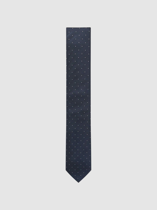 Polka Dot Silk Tie in Navy | Reiss Men Best Seller
