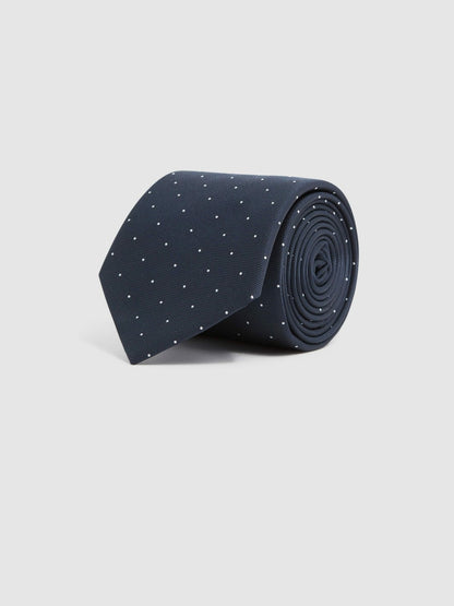 Polka Dot Silk Tie in Navy | Reiss Men Best Seller