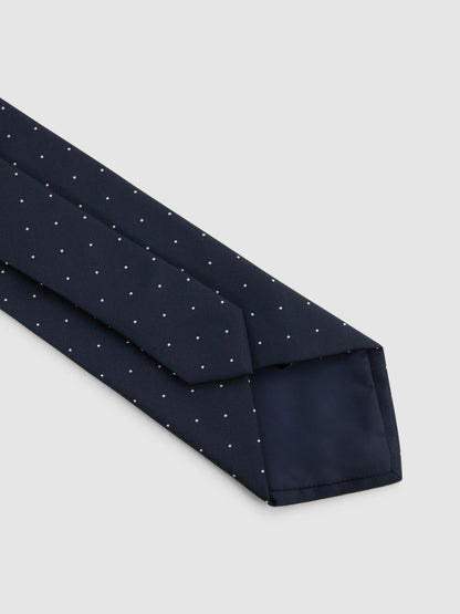 Polka Dot Silk Tie in Navy | Reiss Men Best Seller