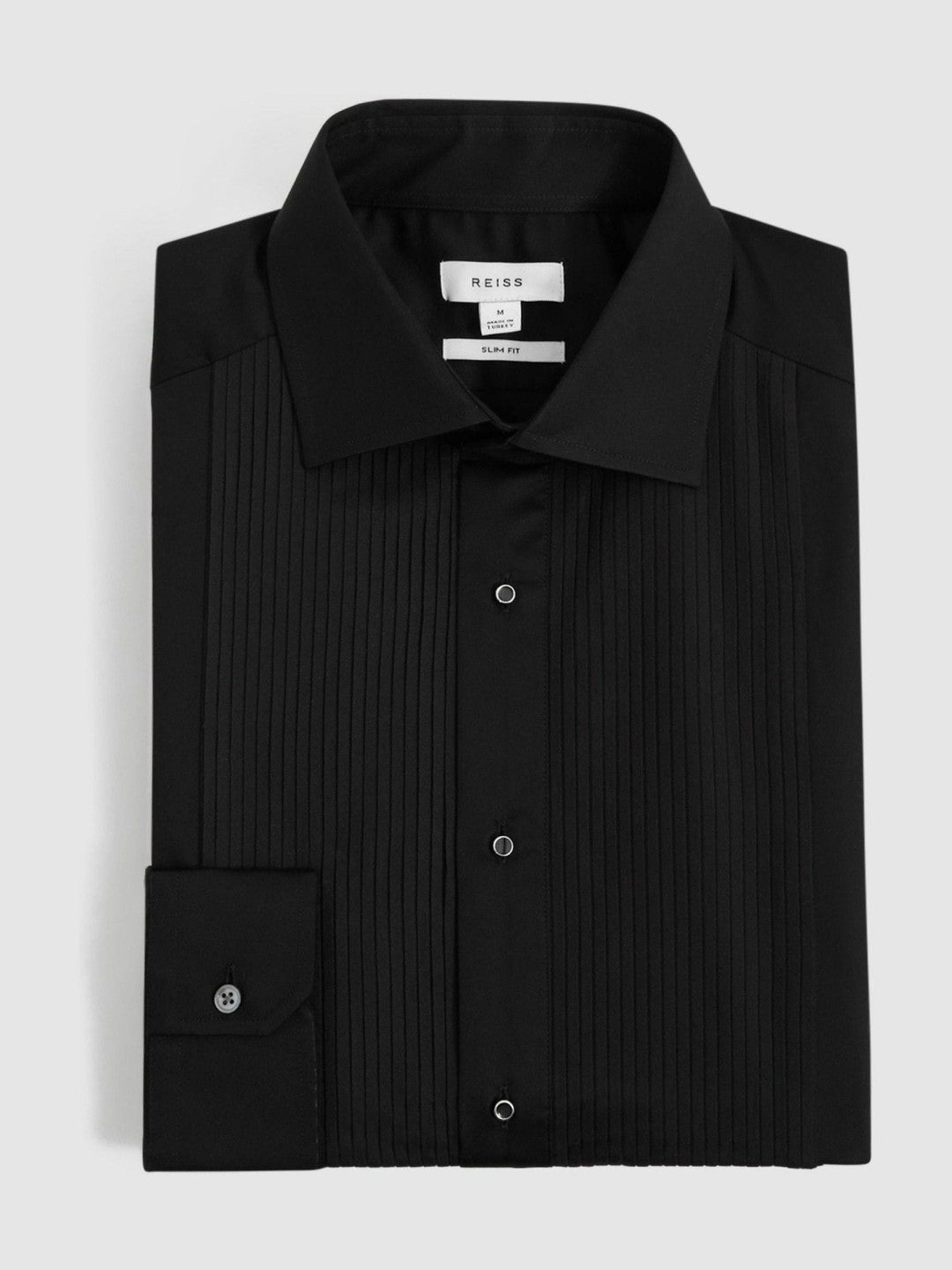 Slim Fit Cotton Dinner Shirt in Black | Reiss Men Best Seller
