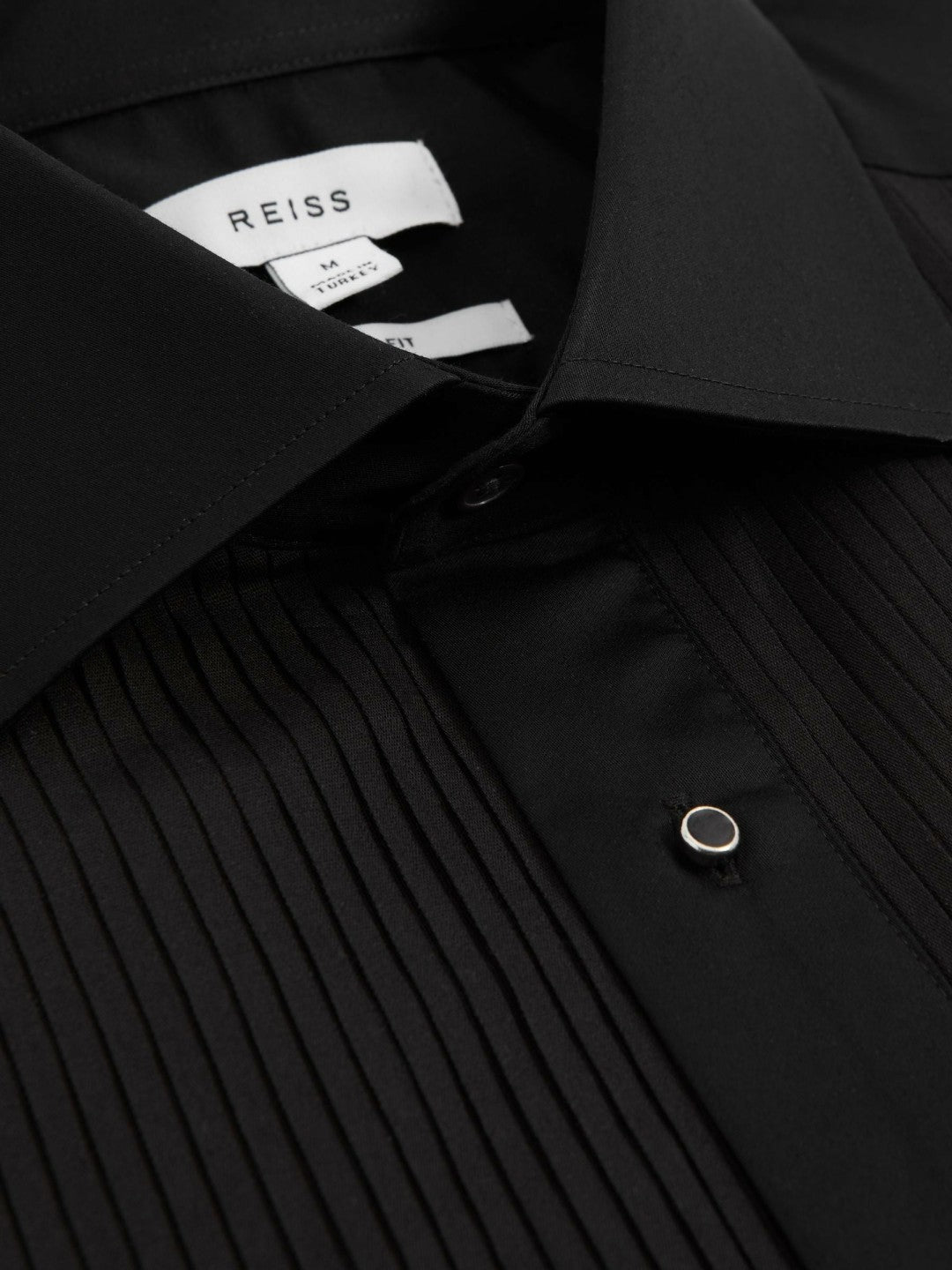 Slim Fit Cotton Dinner Shirt in Black | Reiss Men Best Seller