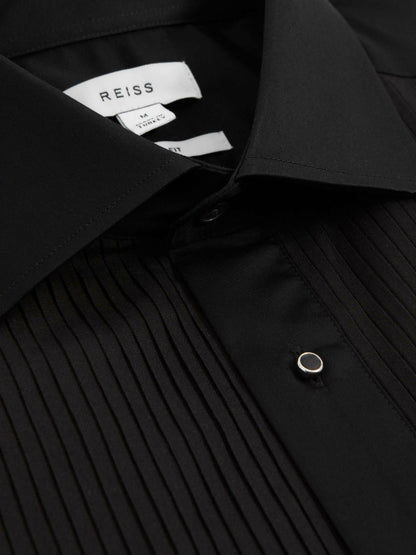 Slim Fit Cotton Dinner Shirt in Black | Reiss Men Best Seller