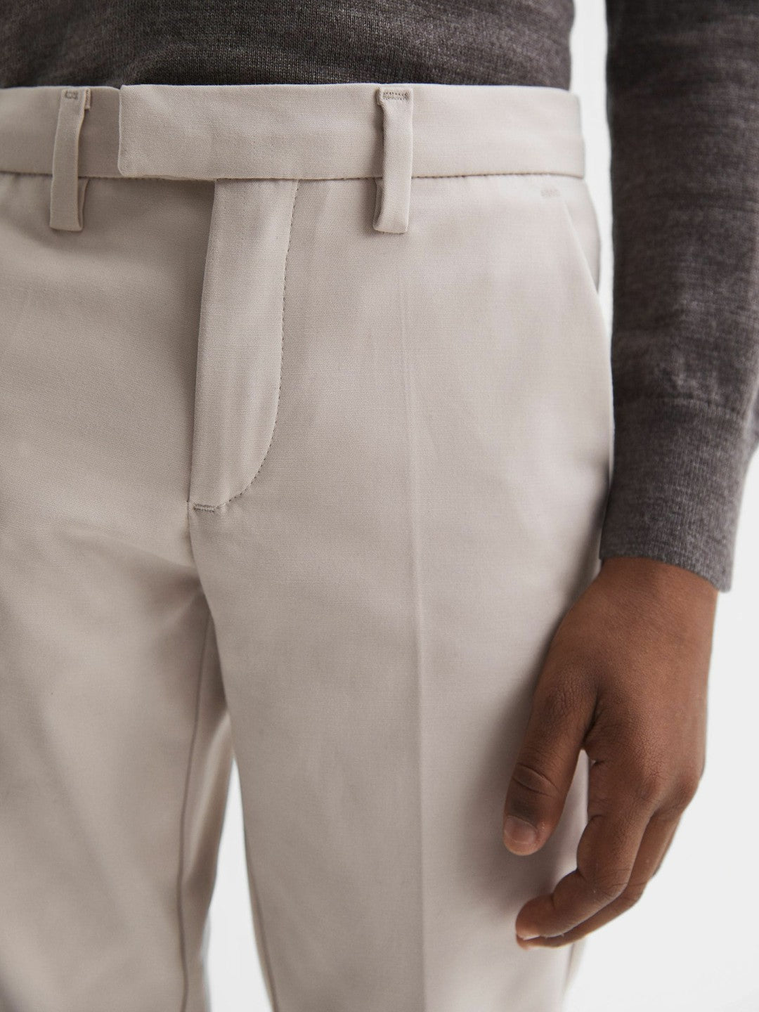 9-14 yrs Slim Fit Tapered Chinos in Stone | Reiss Children & Baby Exclusive