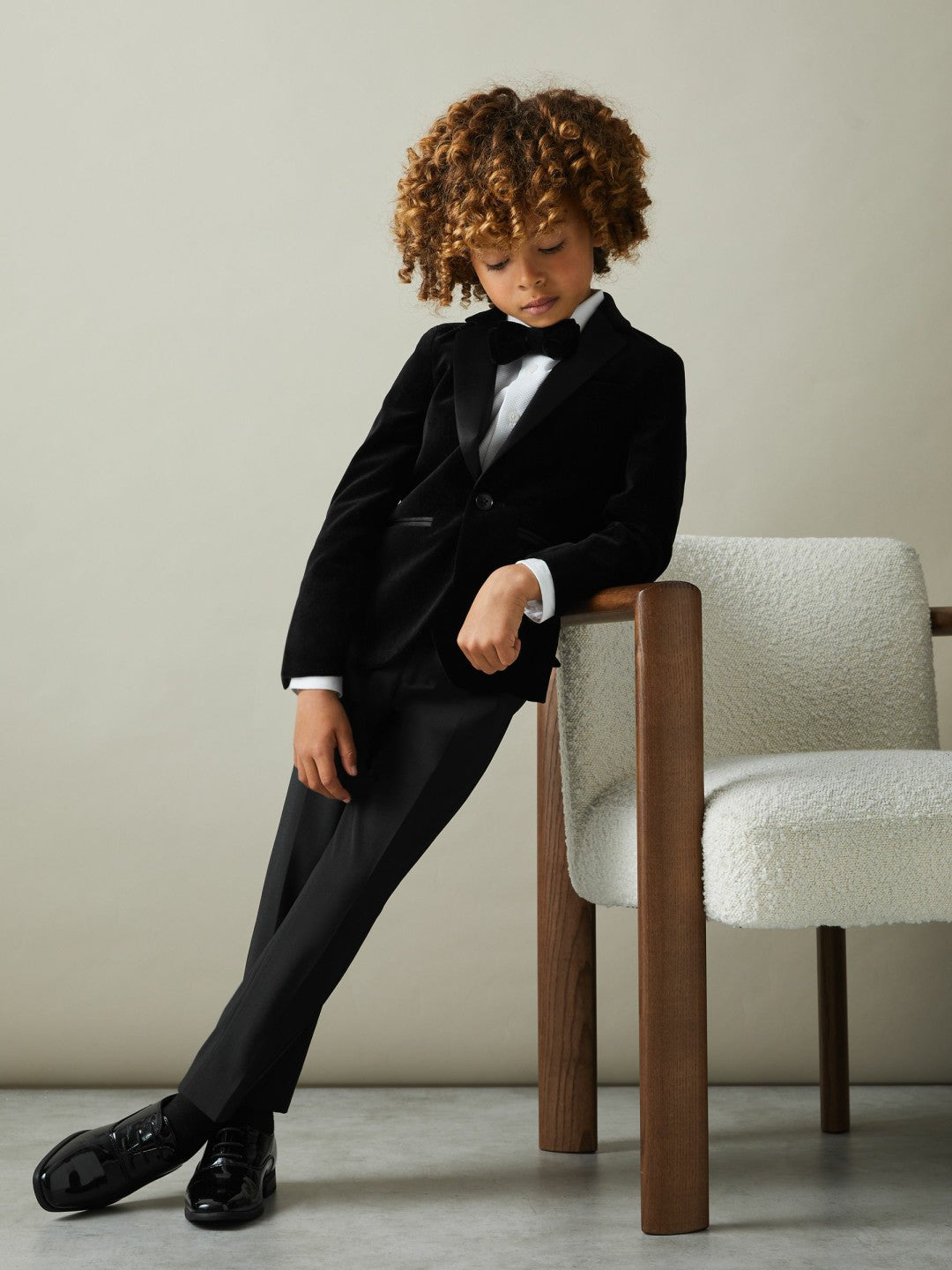 3-9 yrs Single Breasted Velvet Blazer in Black | Reiss Children & Baby Featured