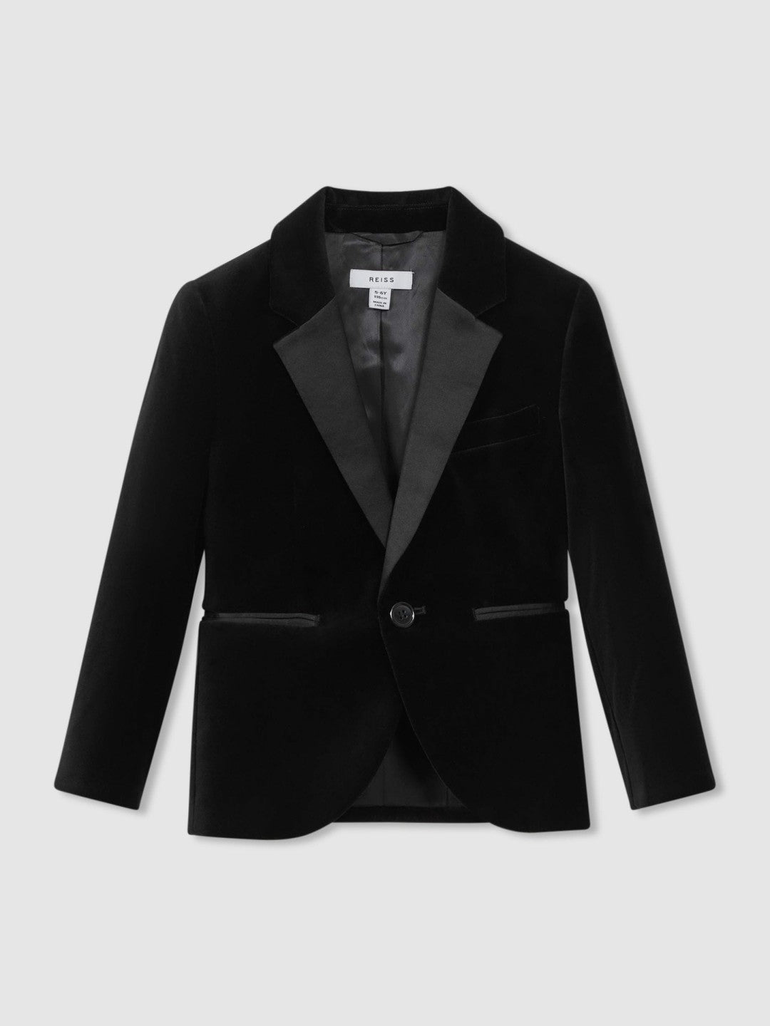3-9 yrs Single Breasted Velvet Blazer in Black | Reiss Children & Baby Featured