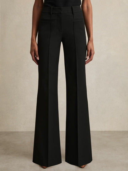 Petite High Rise Flared Trousers in Black | Reiss Women Trending