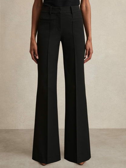 High Rise Flared Trousers in Black | Reiss Women Popular