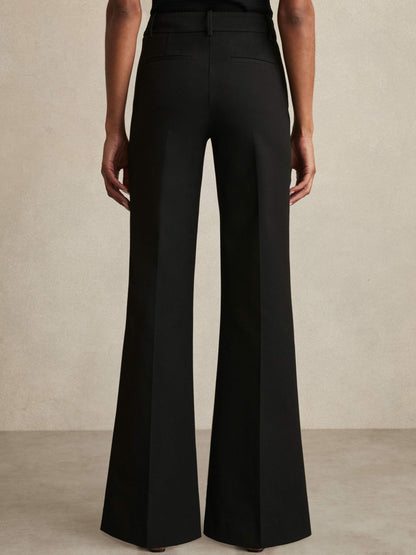 High Rise Flared Trousers in Black | Reiss Women Popular