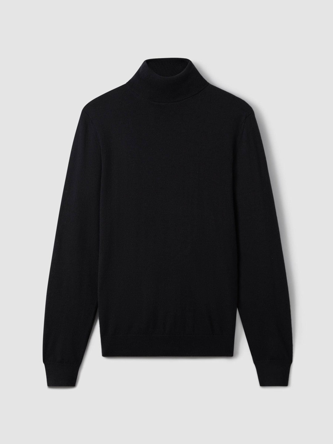 Slim Fit Merino Wool Roll Neck Jumper in Navy | Reiss Men Trending