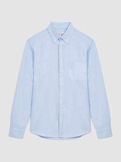 Soft Wash Button Down Oxford Shirt in Soft Blue | Reiss Men Exclusive