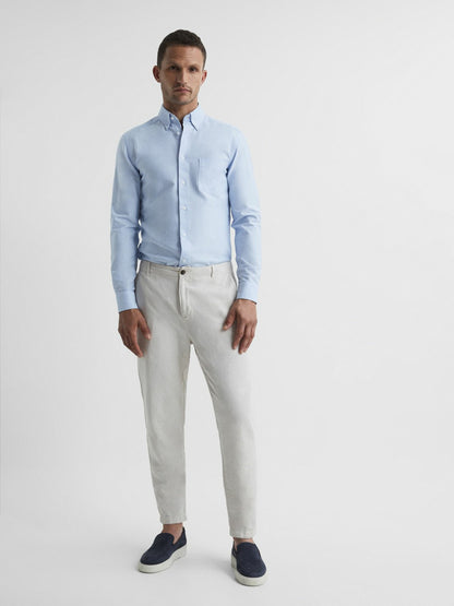Soft Wash Button Down Oxford Shirt in Soft Blue | Reiss Men Exclusive