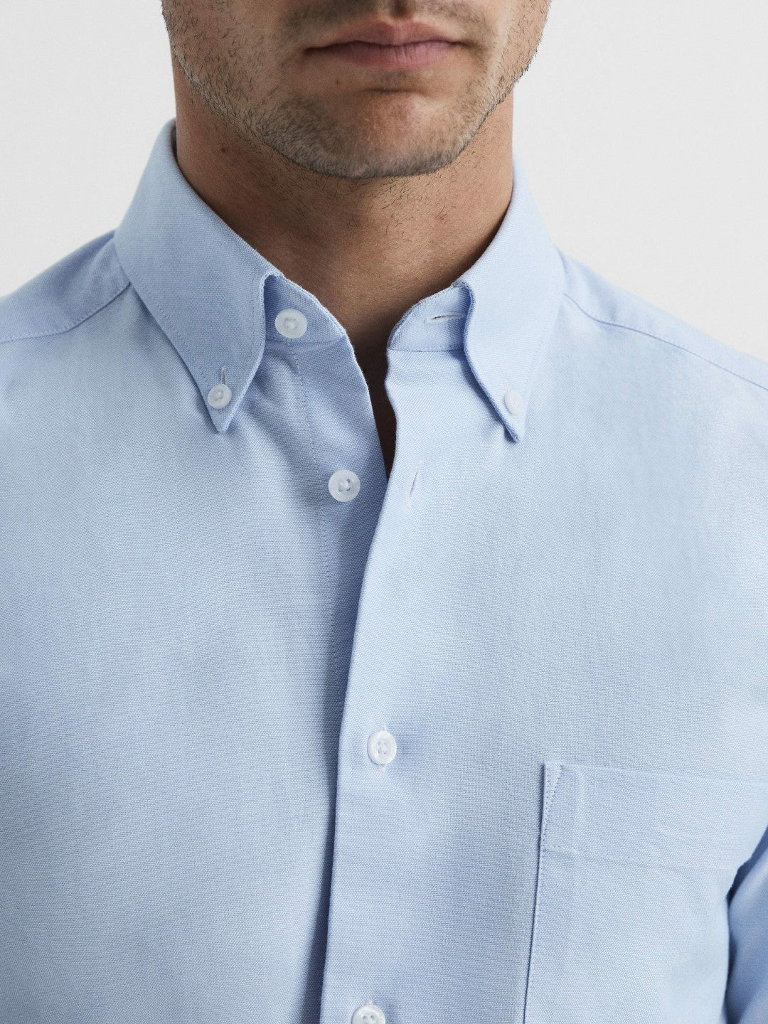 Soft Wash Button Down Oxford Shirt in Soft Blue | Reiss Men Exclusive