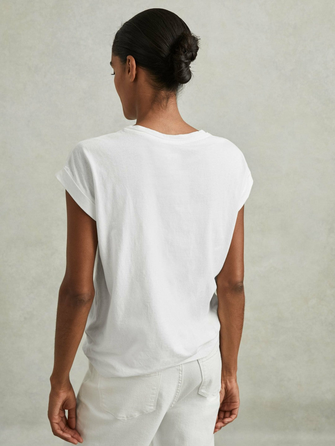Cotton-Jersey Crew Neck T-Shirt in White | Reiss Women New