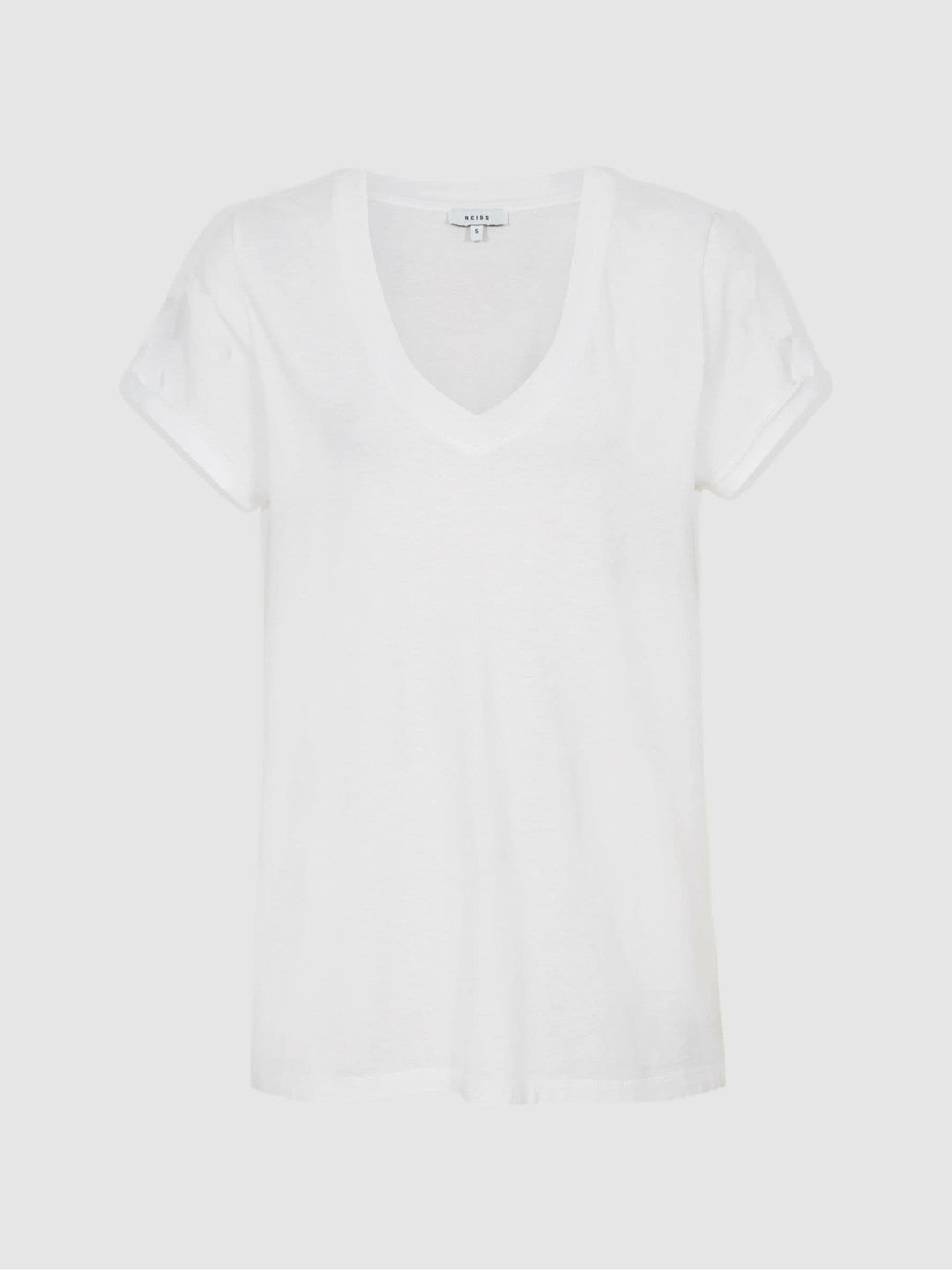 Cotton-Jersey V-Neck T-Shirt in White | Reiss Women Exclusive