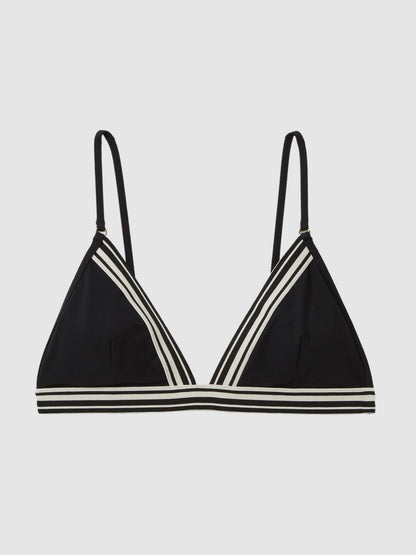 Triangle Colourblock Bikini Top in Black | Reiss Women Featured