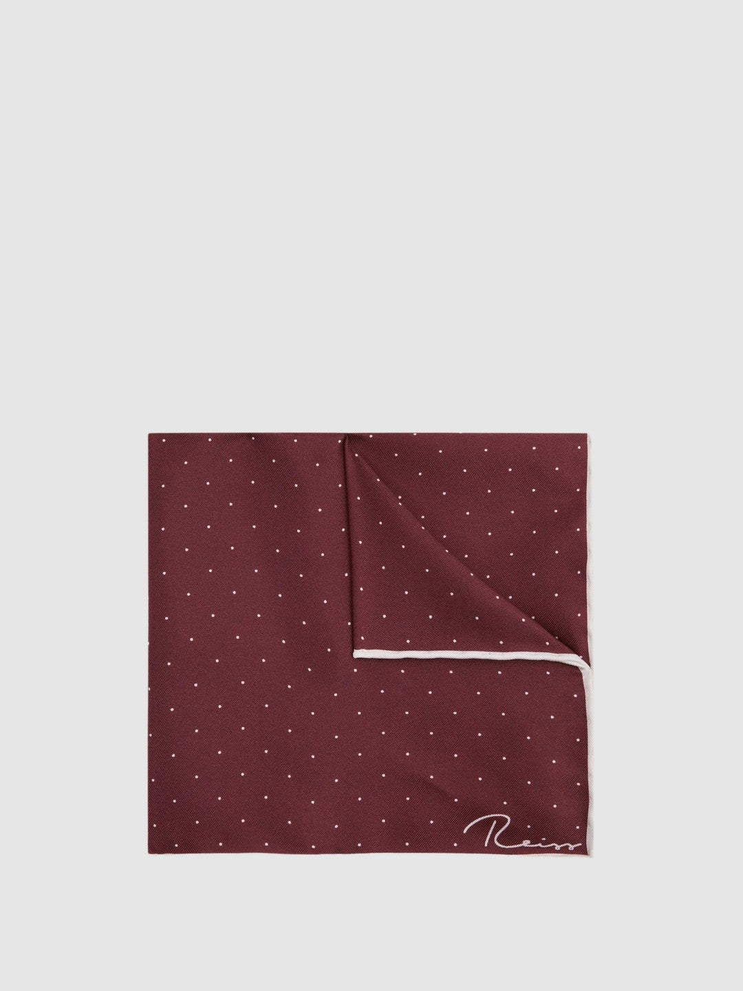 Polka Dot Silk Pocket Square in Burgundy | Reiss Men Exclusive