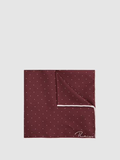 Polka Dot Silk Pocket Square in Burgundy | Reiss Men Exclusive