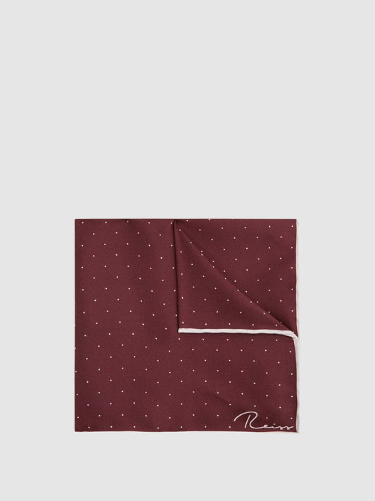 Polka Dot Silk Pocket Square in Burgundy | Reiss Men Exclusive