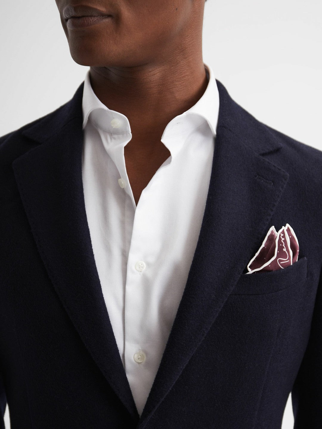 Polka Dot Silk Pocket Square in Burgundy | Reiss Men Exclusive