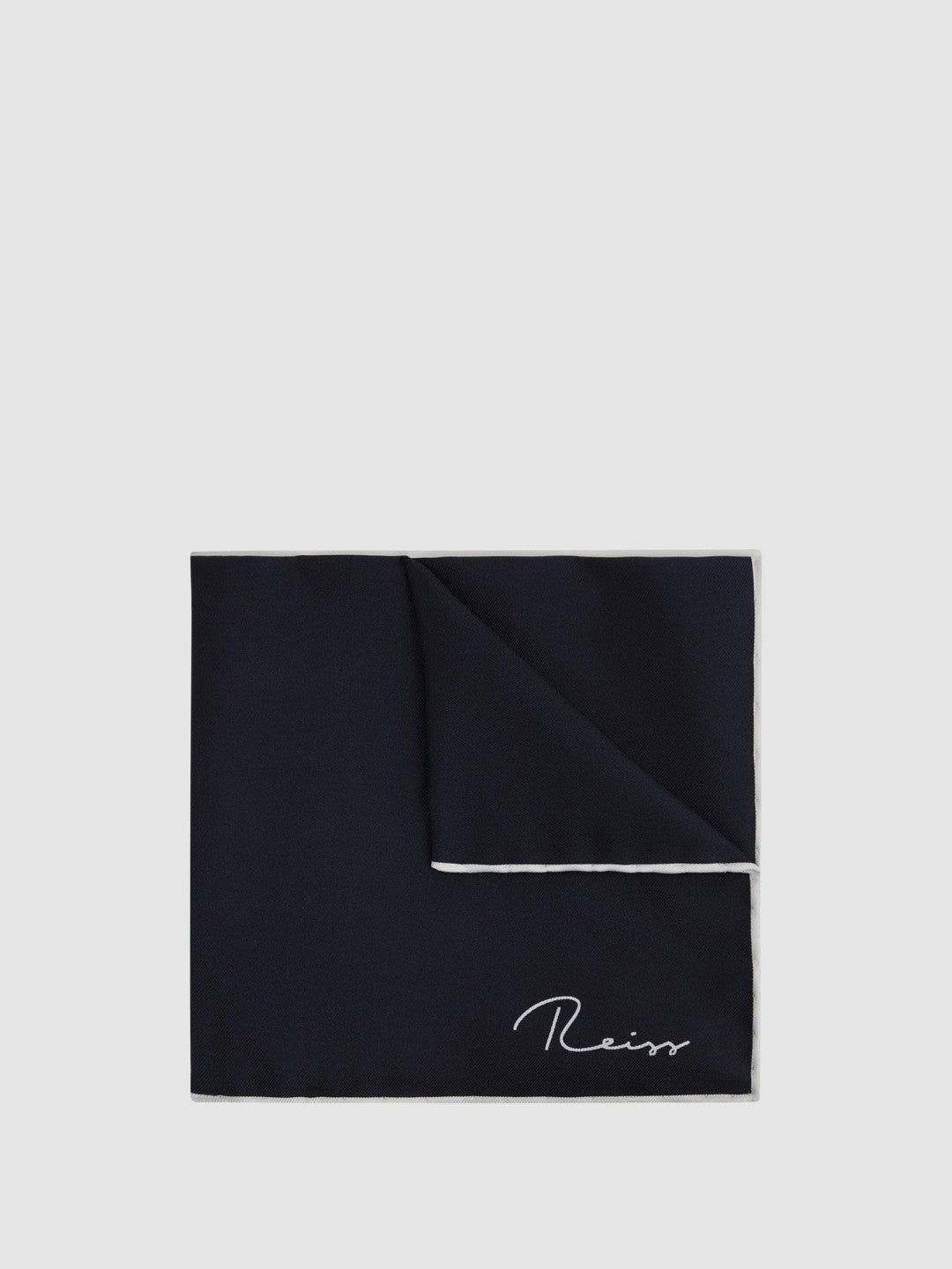 Plain Silk Pocket Square in Navy | Reiss Men Signature