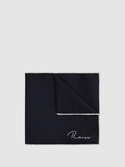Plain Silk Pocket Square in Navy | Reiss Men Signature
