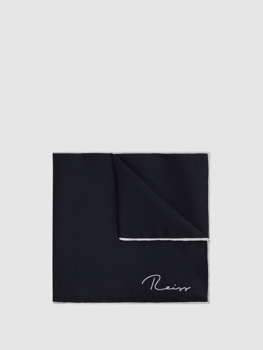 Plain Silk Pocket Square in Navy | Reiss Men Signature