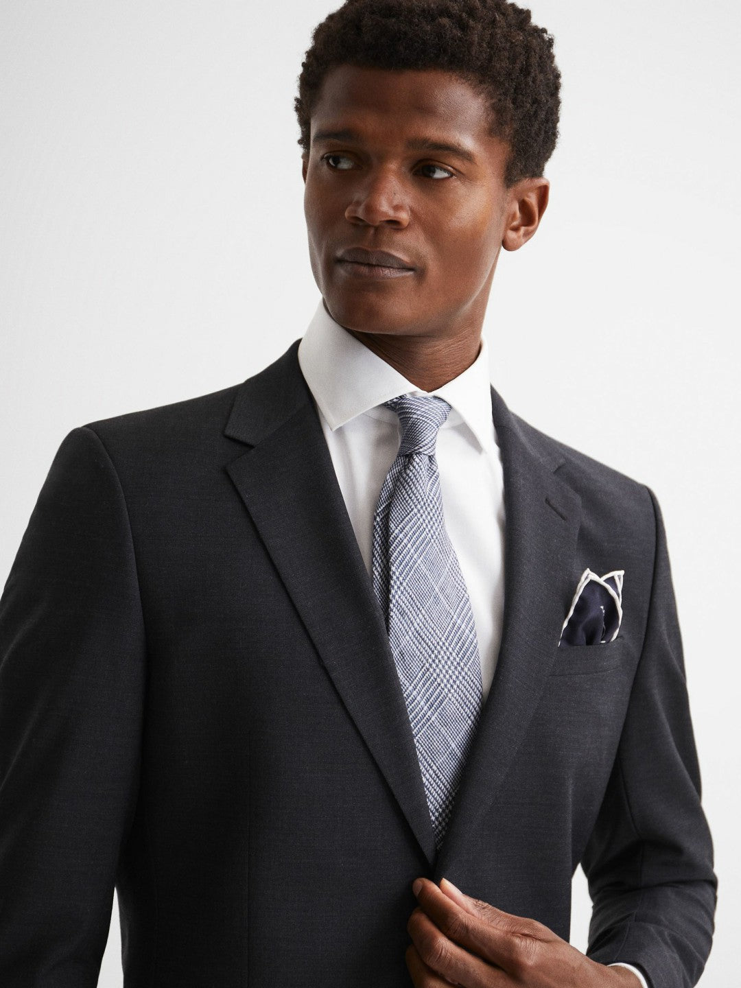 Plain Silk Pocket Square in Navy | Reiss Men Signature
