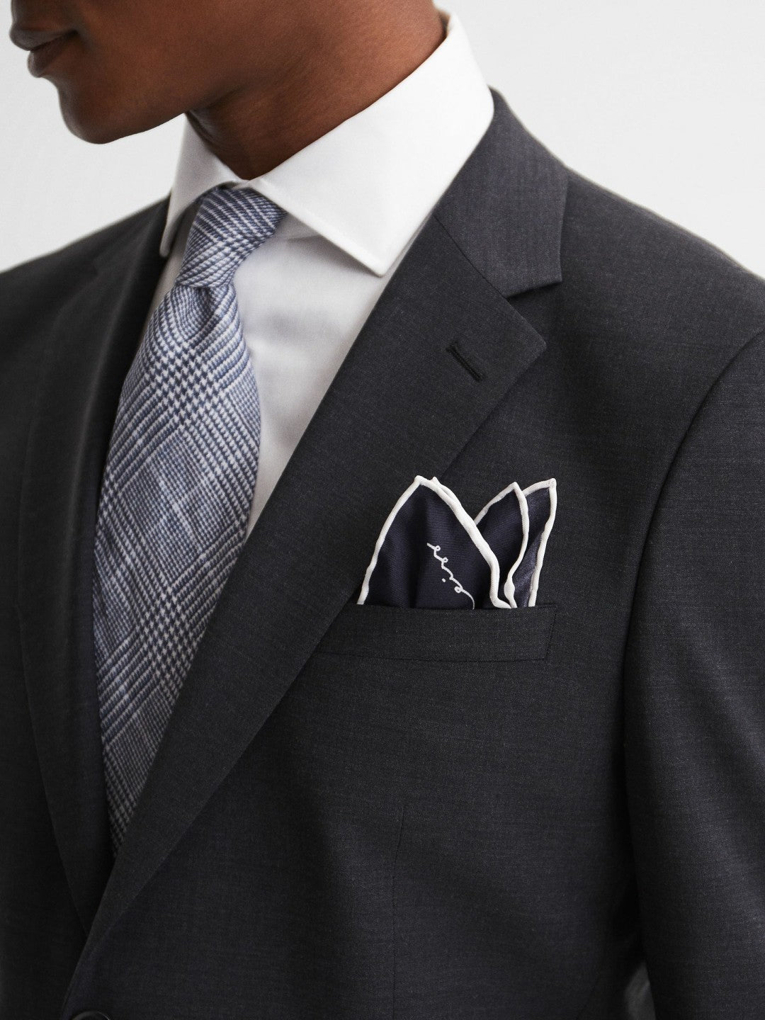 Plain Silk Pocket Square in Navy | Reiss Men Signature