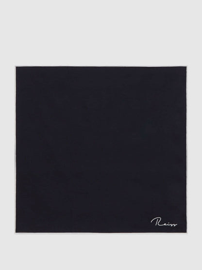 Plain Silk Pocket Square in Navy | Reiss Men Signature