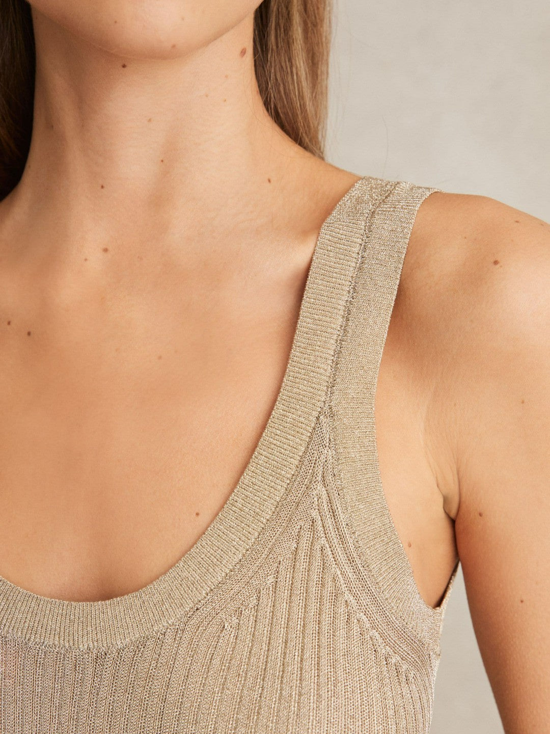 Metallic Vest Top in Gold | Reiss Women Signature