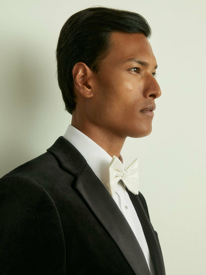 Velvet Single Breasted Slim Fit Jacket in Black | Reiss Men Signature