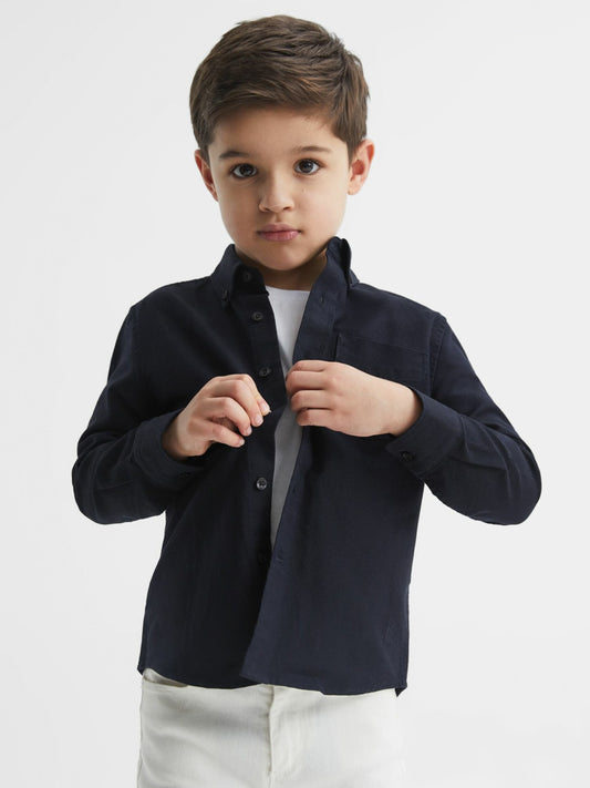 Junior Button Down Oxford Shirt in Navy | Reiss Children & Baby Signature