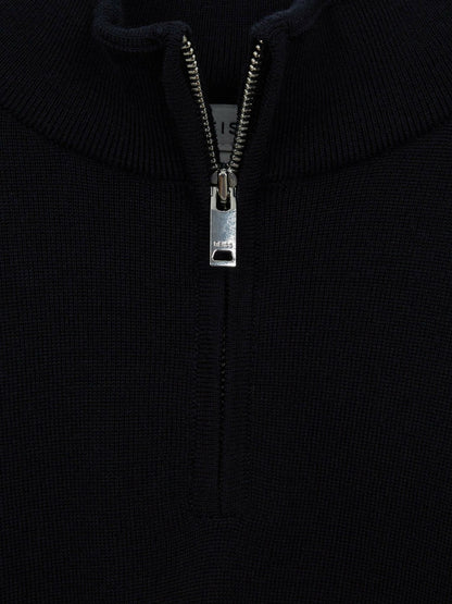 4-9 yrs Merino Wool Zip-Neck Jumper in Navy | Reiss Children & Baby Recommended