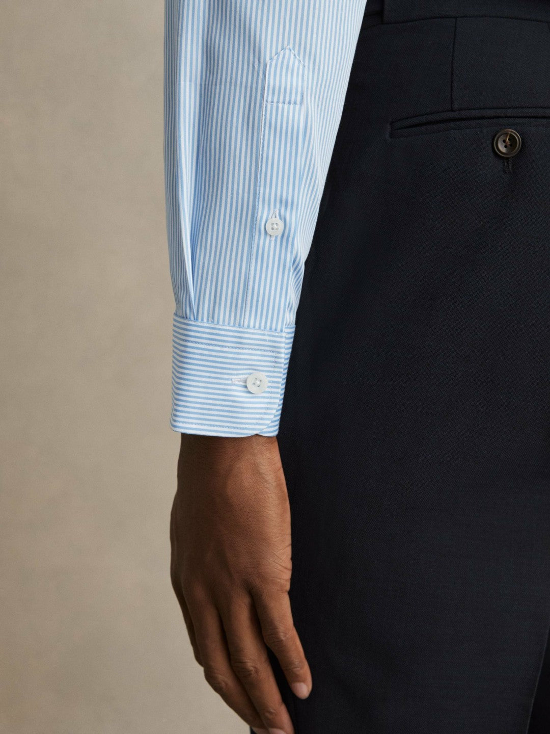 Slim Fit Cotton-Satin Cutaway-Collar Shirt in Blue Stripe | Reiss Men Recommended
