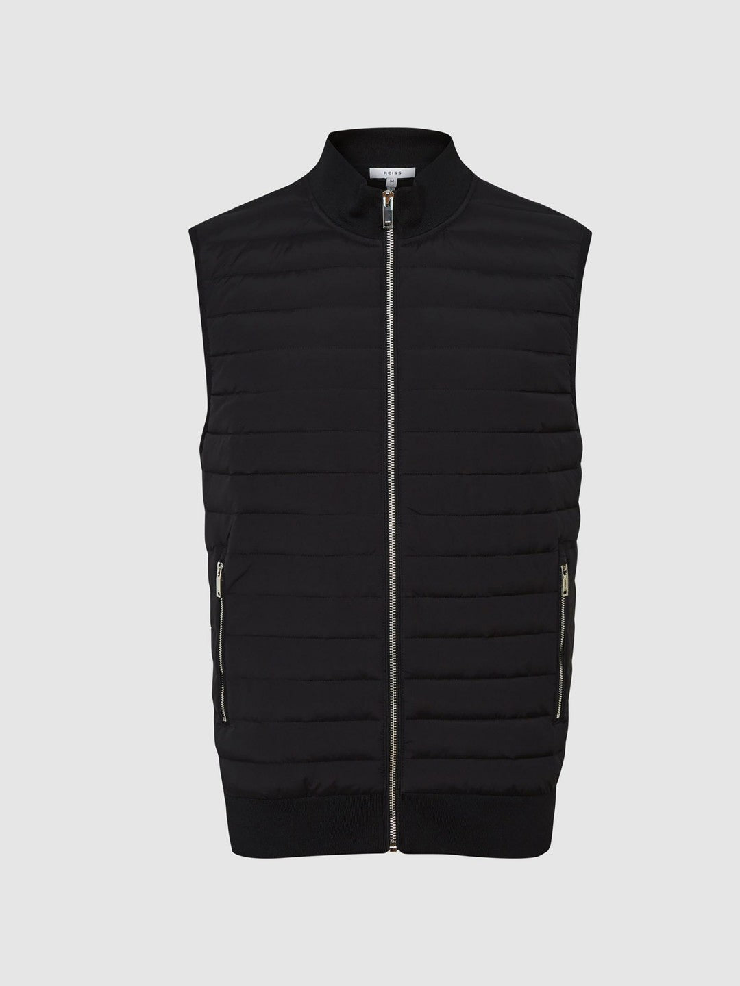 Hybrid Quilted Gilet in Black | Reiss Men Exclusive