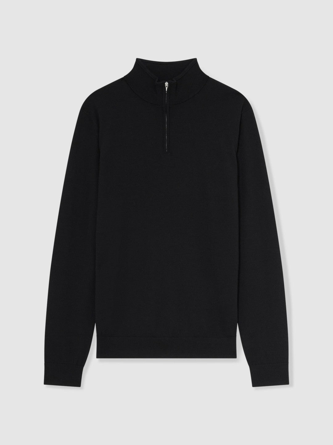 Merino Wool Half-Zip Jumper in Black | Reiss Men Exclusive