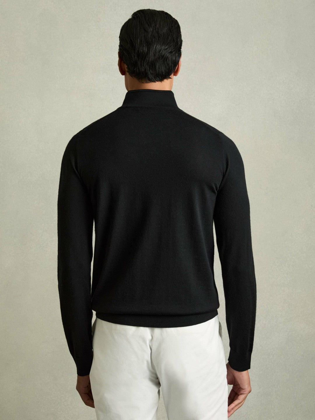 Merino Wool Half-Zip Jumper in Black | Reiss Men Exclusive