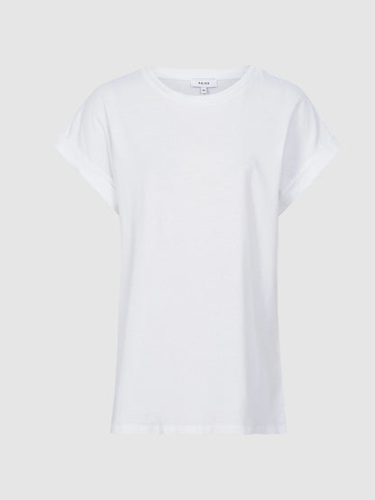 Cotton-Jersey Crew Neck T-Shirt in White | Reiss Women Best Seller