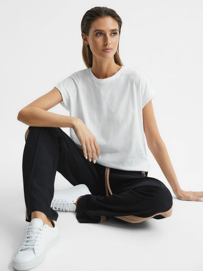 Cotton-Jersey Crew Neck T-Shirt in White | Reiss Women Best Seller