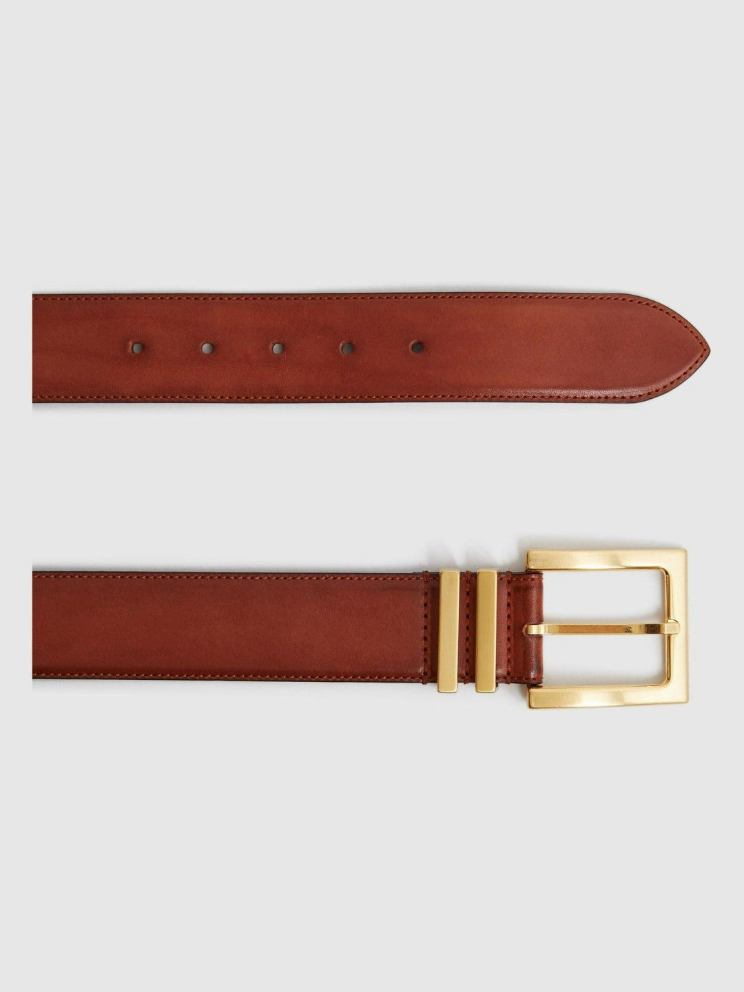 Leather Square Buckle Belt in Tan | Reiss Women New