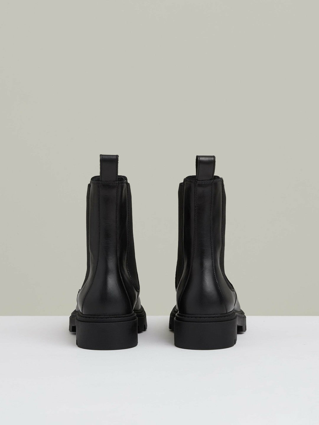 Leather Cleated Sole Chelsea Boots in Black | Reiss Women Best Seller