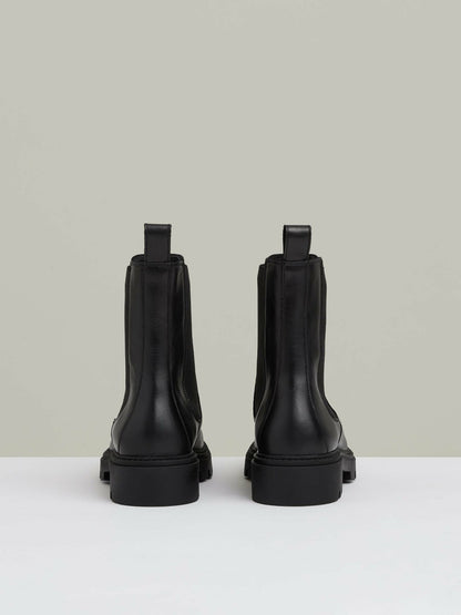 Leather Cleated Sole Chelsea Boots in Black | Reiss Women Best Seller