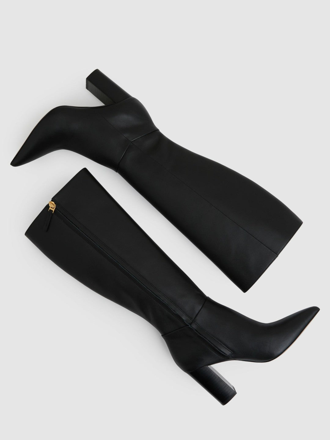 Block Heel Knee High Boots in Black | Reiss Women Popular