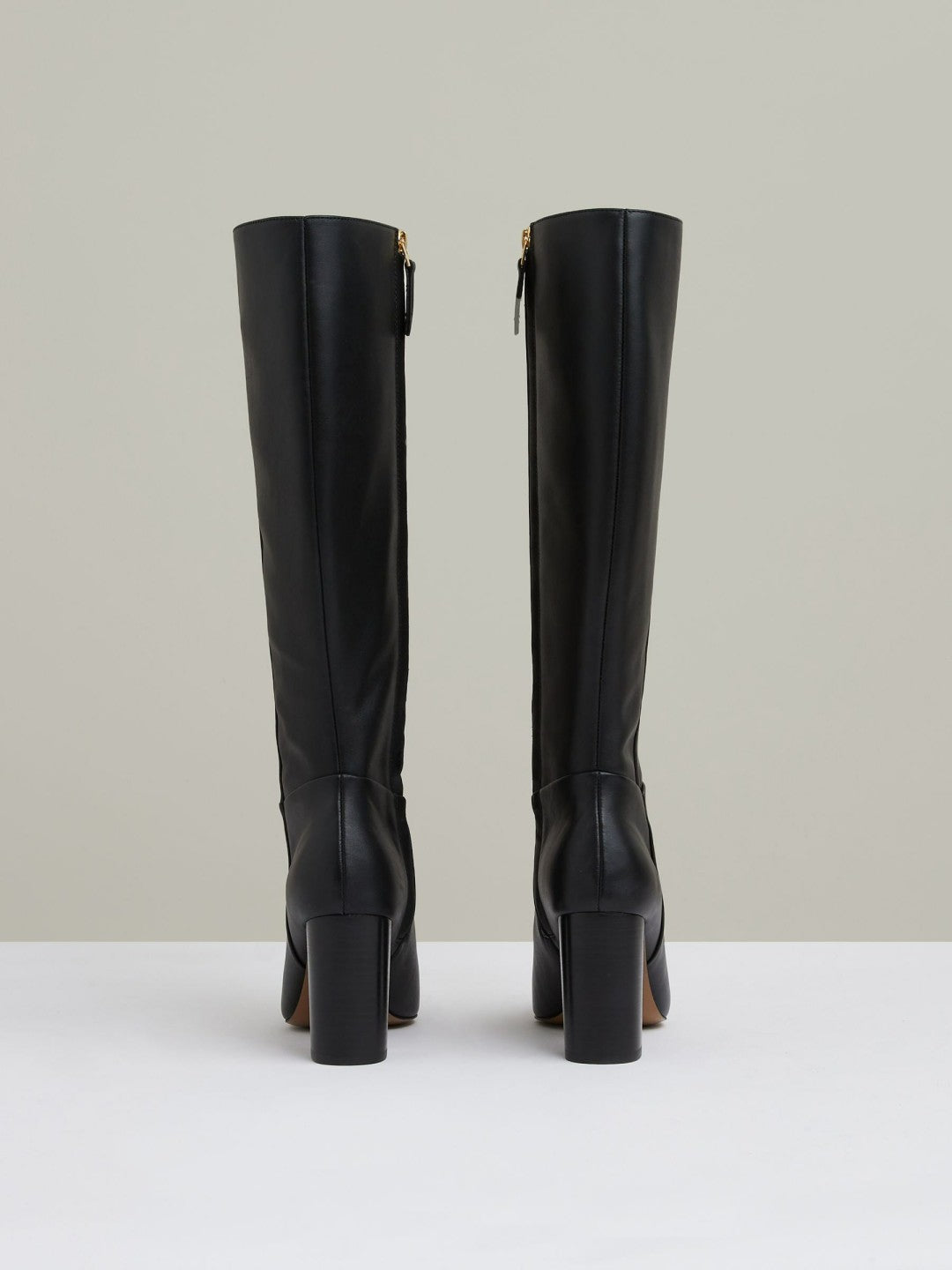 Block Heel Knee High Boots in Black | Reiss Women Popular